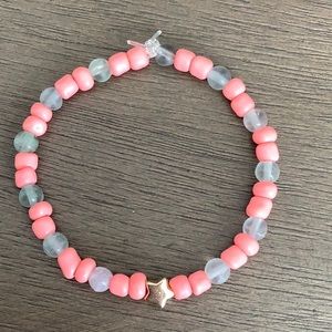 Pink and Clear Bead Bracelet with Gold Star